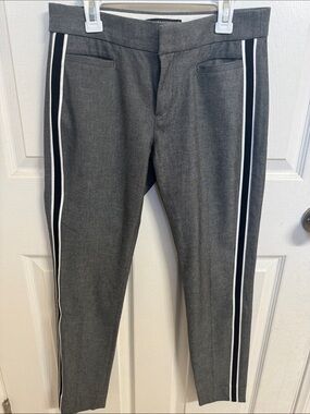 Banana Republic Gray Ankle Trousers with Black & White Side Stripes